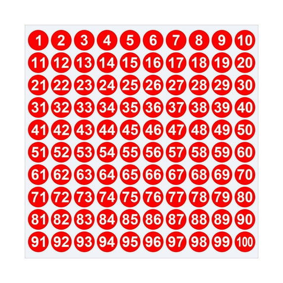 JoyMoreHome 1-100 Consecutive Number Stickers, 1 Inch Round Self-Adhesive Number Stickers, for Office, Sorting Storage, Locker