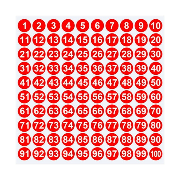 JoyMoreHome 1-100 Consecutive Number Stickers, 1 Inch Round Self-Adhesive Number Stickers, for Office, Sorting Storage, Locker