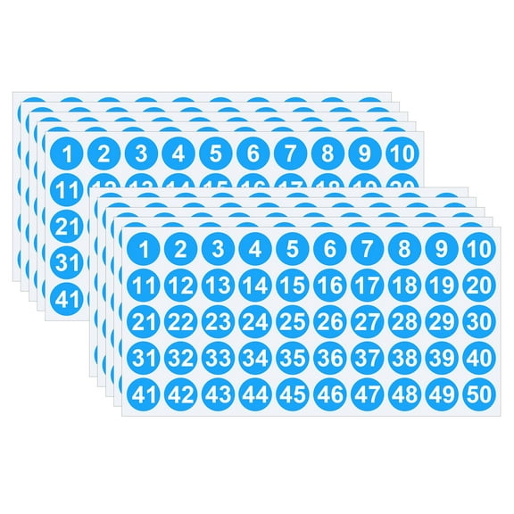 JoyMoreHome 10 Sheets 1-50 Consecutive Number Stickers, 1 Inch Self-Adhesive Number Sticker, for Storage Box, Indoor Outdoor Inventory Classification, Office