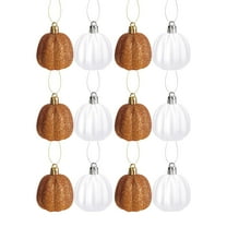 JoyMoreHome 12 Pcs Fall Pumpkin Ornaments, 2x2.4 Inch Fall Tree Hanging Ornaments, Shatterproof Hanging Decoration for Autumn Halloween Thanksgiving Home Decor