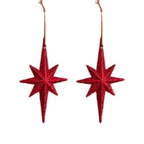 JoyMoreHome 2 Pcs Christmas Star Ornament, 4.9 x 3 Inch Star of Christmas Tree Glitter Hanging Ornament, Plastic Nativity Stars Hanging Decor Accessories