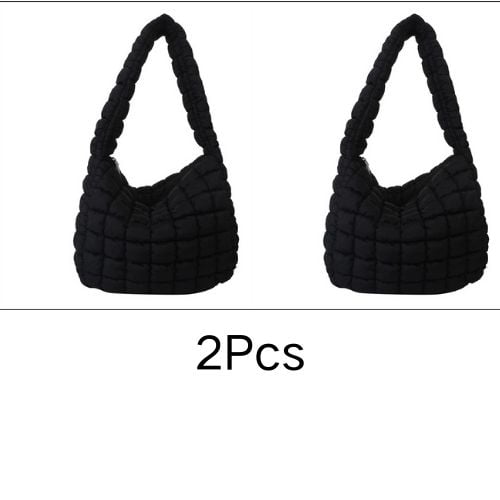 JoyMoreHome 2 Pcs Quilted Tote Bag for Women Puffer Bag Lightweight Padding Shoulder Purse Satchel Handbag Cloud Bags with Zip