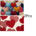 thumbnail image 1 of JoyMoreHome 2 Pcs Valentine Day Heart Shape Pattern Doormat, Easy to Clean, Plush Non-Slip Absorbent Mat, for Bathroom, Livingroom, Kitchen, Entrance, 1 of 6
