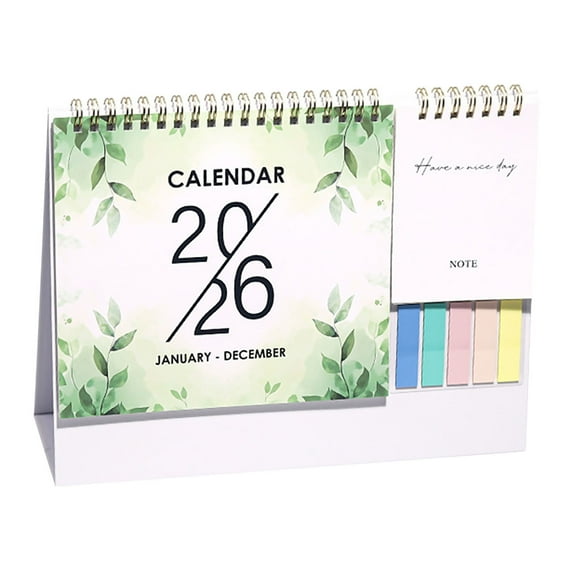 JoyMoreHome 2026 Desk Calendar, Small Flip Standing Calendar 12 Months, with Sticky Note and Memo, for Office, Home Tabletop