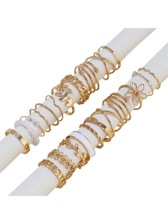 22 Pcs Knuckle Rings for Women, Stackable Chunky Rings Pack, Vintage Boho Ring Jewelry Set