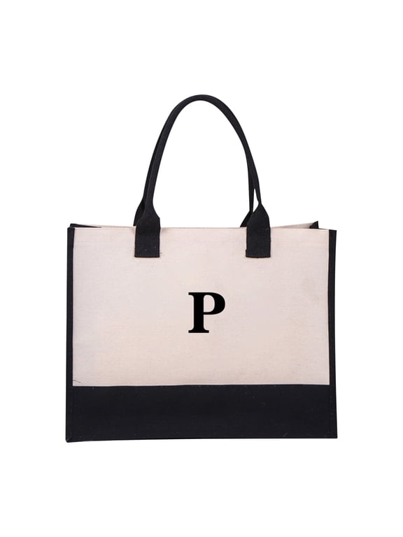 26 Letters Canvas Tote Bag Birthdays Gift for Women Mom Teacher Friend Bridesmaid,Custom for Wedding Beach Holidays