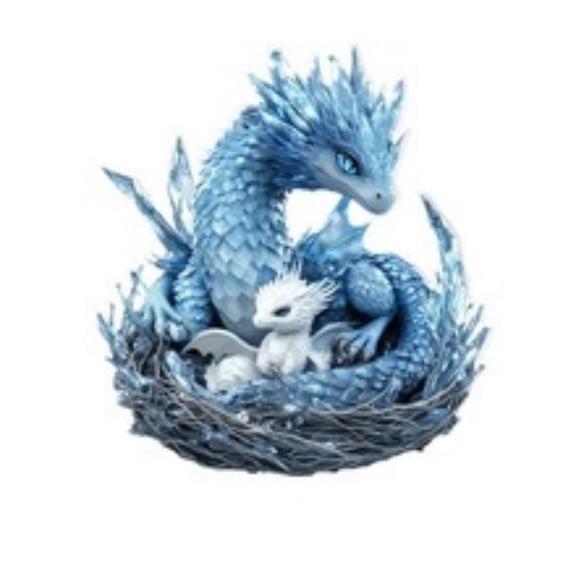 JoyMoreHome 2D Acrylic Blue And White Dragon Flat Figurine Ornament, Gift for Dragon Lovers, Cute Translucent Decor, for Tabletop, Office, Livingroom, Bedroom
