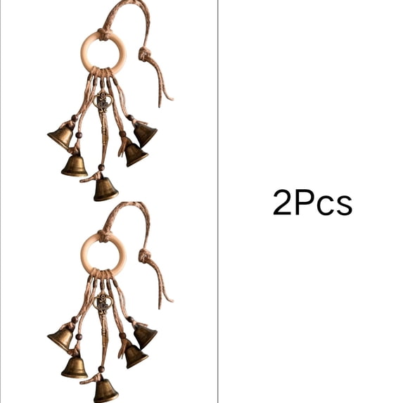 JoyMoreHome 2Pcs Bells for Door Knob, Brass-Colored Iron Bell Strings, Supplies Door Bell, Vintage Witch Decor Wind Chimes for Home Protection