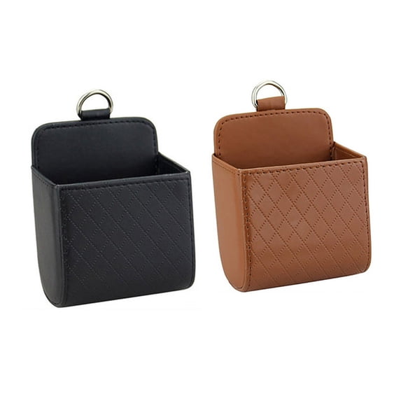 JoyMoreHome 2Pcs Car Air Vent Leather Tidy Storage Hanging Bag Case Organizer for Keys, Coin, Cell Phone & Glasses. Universal Vehicle Small Bucket with Hook. Keep Your Car Clean & Organized