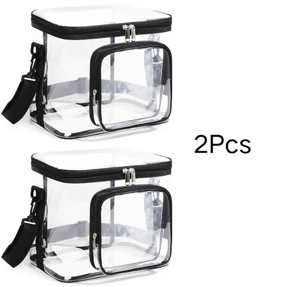 JoyMoreHome 2Pcs Clear lunch bag for work correctional officer Plastic Concerts Lunch Bags,See Through Lunchbox with Pockets