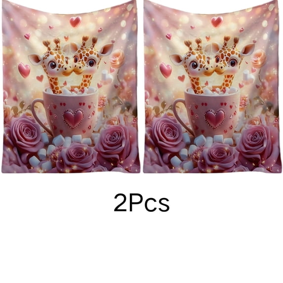 JoyMoreHome 2Pcs Valentine Day Throw Blanket, Soft Plush Decorative Blanket, Warm 27.6x39.4 Inch Warm Throw Blanket for Office, Livingroom, Sofa, Bedroom