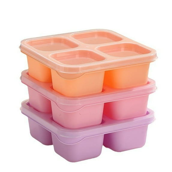JoyMoreHome 4 Divided Compartments Snack Containers Wheat Straw Snack Box with Lid Reusable Meal Prep Lunch Box Food Storage Containers for Adults Travel Work