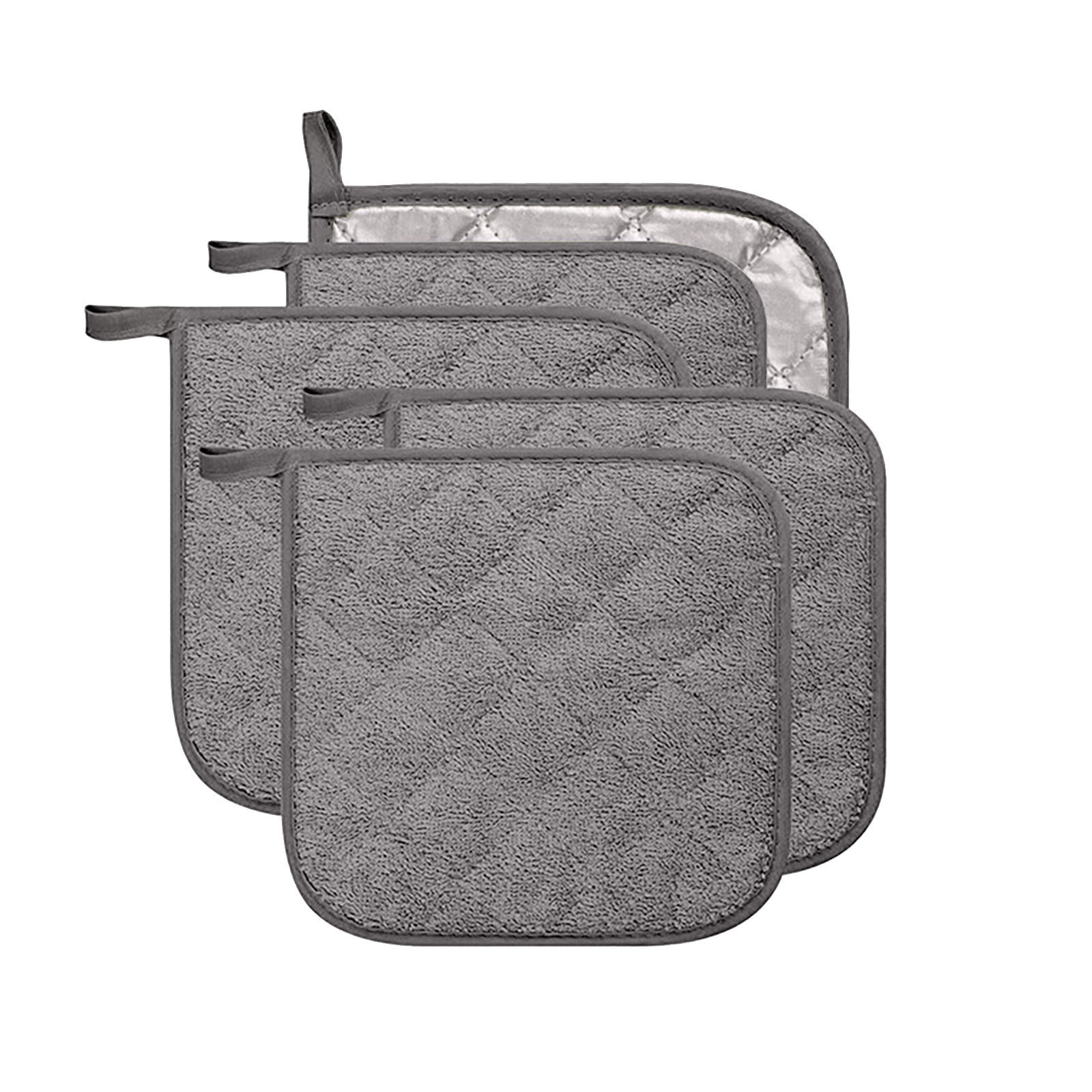 JoyMoreHome 4Pcs Pot Holders Bulk for Kitchen Heat Resistant, Cotton Potholders with Hanging Loops Square Hot Pads Oven Pot Holder for Cooking Baking