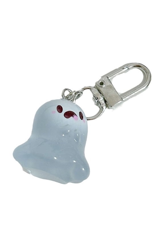 6Pcs Halloween Mini Luminous Resin Ghost Keychain, Cute Ghost Keychain Decoration for Backpack Purses, Holiday Gift for Friends and Families