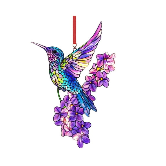 JoyMoreHome Acrylic Stained Hummingbird Window Hanging, Lightweight Faux Suncatcher for Home Decor, Hummingbird Wall Decoration, Ideal for Windows and Sunlit Spaces