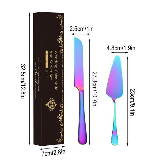 JoyMoreHome Cake Knife and Server Set, 2Pcs Stainless Steel Cake Cutting Set for Wedding, Birthday, Parties
