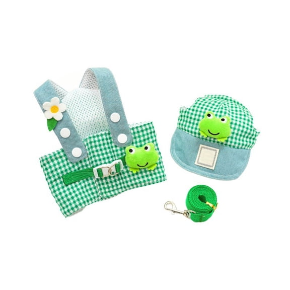 JoyMoreHome Cat Puppy Costume Sun Hat Leash Vest Harness 3pcs Set Cute Plaid Pattern Cartoon Plush Decor, Pet Accessories for Cat Small Dog Gift Choice