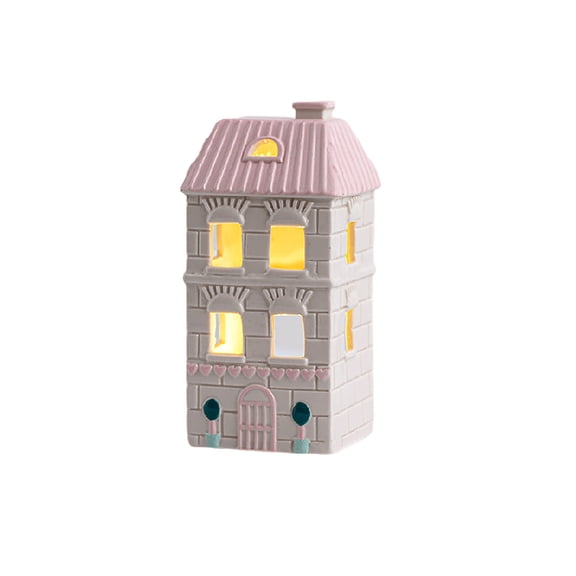 JoyMoreHome Ceramic Tiled Small House Figurine Ornament, Durable Tabletop Decoraiton for Livingroom, Bedroom, Shelf