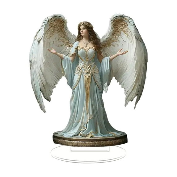 JoyMoreHome Christmas Acrylic Angel Decor, Holiday Theme 2D Flat Ornament, for Tabletop, Office, Livingroom, Shelf, Christmas Party