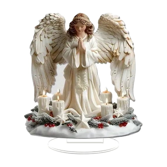JoyMoreHome Christmas Acrylic Angel Decor, Holiday Theme 2D Flat Ornament, for Tabletop, Office, Livingroom, Shelf, Christmas Party