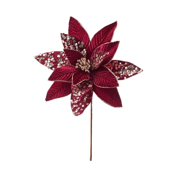 JoyMoreHome Christmas Artificial Flowers, Shining Artificial Flower for Xmas Tree Wreath Ornaments, for Holiday Party, Christmas Tree, Home DIY Decoration