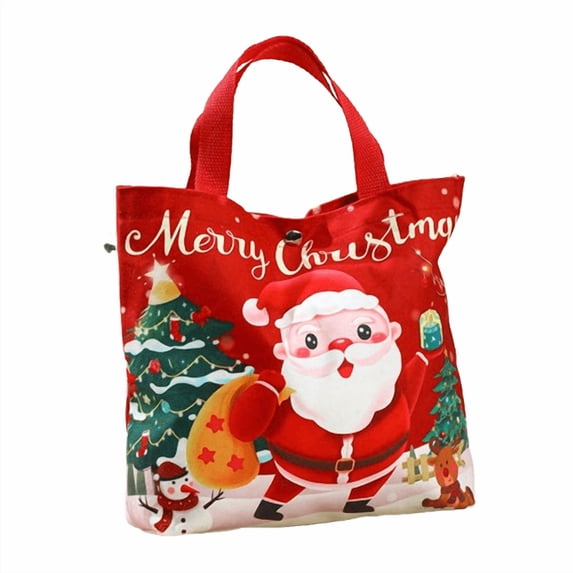 JoyMoreHome Christmas Canvas Tote Bags, Xmas Gifts Wrapping Bag, Holiday Party Decor