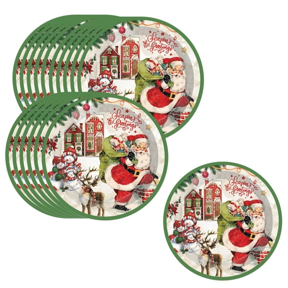 JoyMoreHome Christmas Disposable Paper Tableware, 16 Pcs 7 Inch Christmas Theme Paper Plates, for Holiday Party, Home Gathering, Diningroom