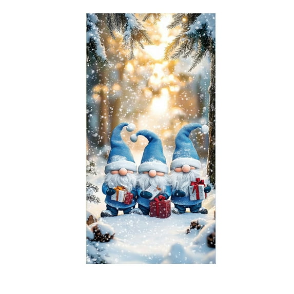 JoyMoreHome Christmas Door Cover, 35 X 71 Inch, Xmas Door Cover Banners Photography Background for Winter Xmas Holiday Party Decor