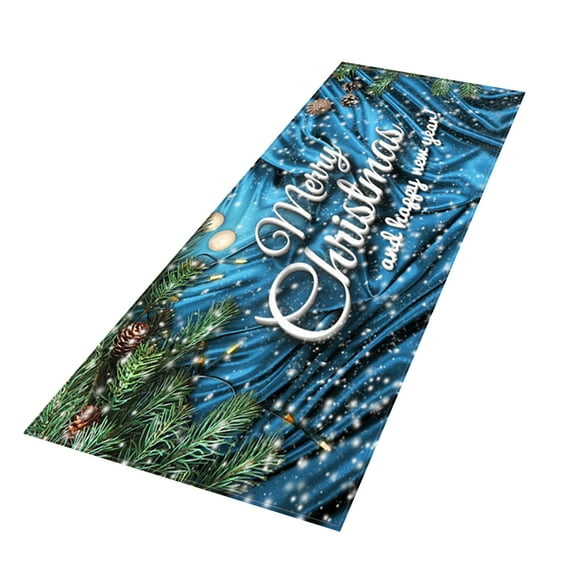 JoyMoreHome Christmas Kitchen Rug, Merry Christmas Indoor Kitchen Mat for Winter, Xmas Door Mat for Kitchen Living Room Home Decor