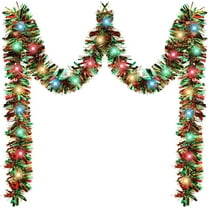 JoyMoreHome Christmas Metallic Twist Garland, 16.4 Ft 50 LED Lights Garland Hanging Decor, for Christmas Tree, Fireplace, Holiday Party
