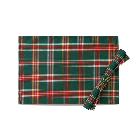JoyMoreHome Christmas Plaid Placemats, Washable Heat Resistant 12×18 Inch Placemat for Festival Party, Diningroom, Kitchen, Family Gathering