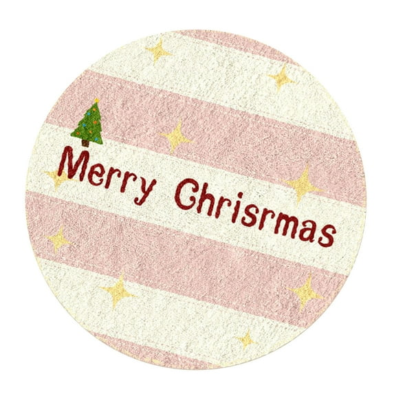 JoyMoreHome Christmas Round Bath Mat, Soft Absorbent Washable Non Slip Cute Christmas Holiday Rugs for Home Holiday Party, Kitchen, Bathroom, Livingroom