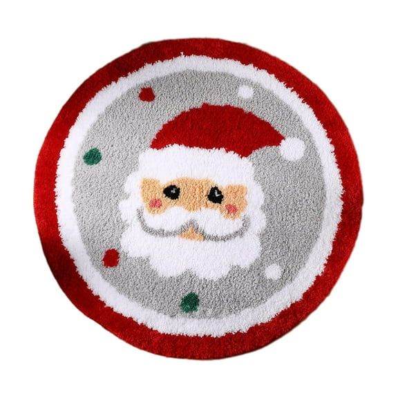 JoyMoreHome Christmas Round Rugs, Festive Red Round Rug, Cute Christmas Non-Slip Rug for Holiday Decorations, Funny Circle Christmas Bath Mat for Bedroom Kitchen