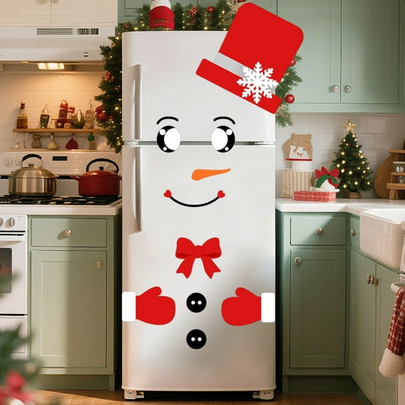 JoyMoreHome Christmas Snowman Pattern Stickers Decor, Self-Adhesive Stickers, for Window, Door, Fridge