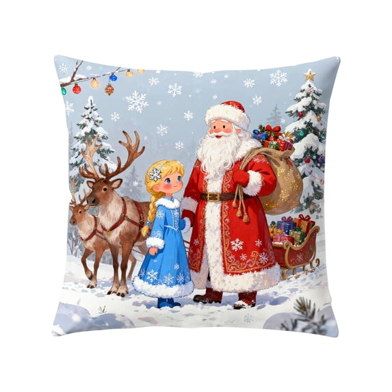 JoyMoreHome Christmas Theme Printed Decorative Throw Pillowcase, 18x18 Inch Cushion Case, for Sofa, Bedroom, Livingroom