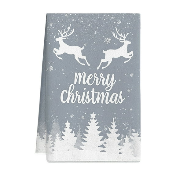 JoyMoreHome Christmas Theme Towels, Easy to Clean, 18 x 26 Inch Absorbent Christmas Hand Towels Dish Cloths, for Bathroom Kitchen Decor