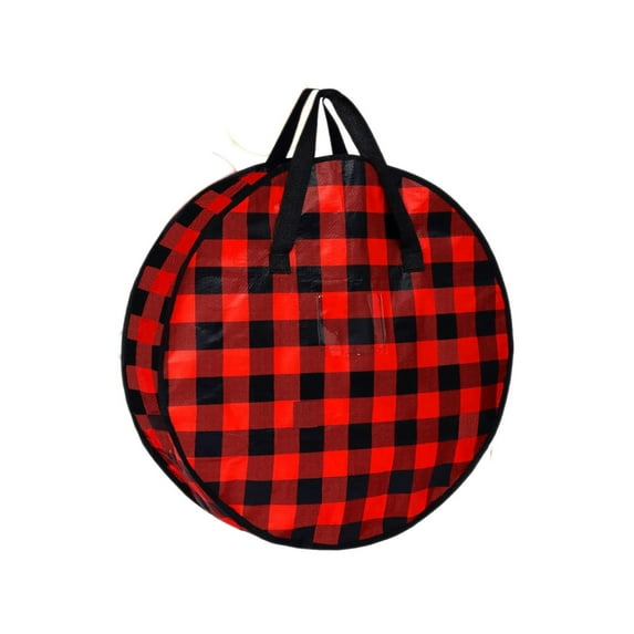 JoyMoreHome Christmas Wreath Storage Bag, Easy to Clean, 24 Inch Durable Round Storage Bag with Handle and Zipper