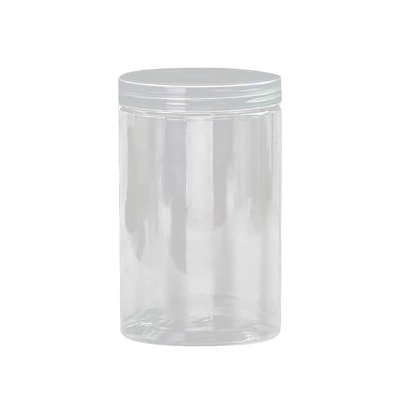 JoyMoreHome Clear Plastic Round Storage Jars,Empty Plastic Jars with Lids,Clear Plastic Storage Jars with Screw on Lids for Dry goods,Noodles,Spices and More