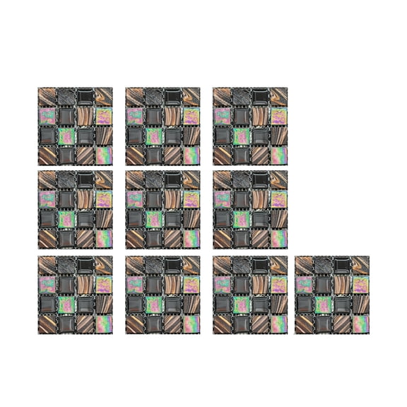JoyMoreHome 10Pcs Decorative Tile Stickers Peel and Stick Backsplash Fire Retardant Tile Sheet