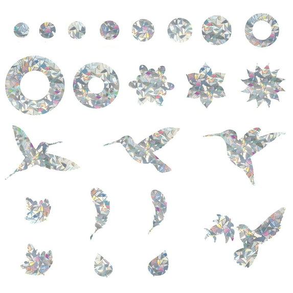 JoyMoreHome 12Pcs Window Clings for Birds ,Anti-Collision Window Decals,Non Adhesive Vinyl Rainbow Glass Stickers to Save Birds from Glass Strikes