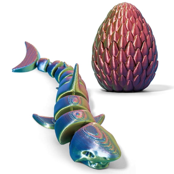 JoyMoreHome 3D Printed Shark with Egg, Mini 3D Printed Animals, 3D Dragon Eggs with Shark,Mini Prefilled Eggs
