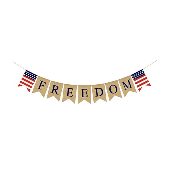 JoyMoreHome 4th of July Red White and Blue Banner, Patriotic 4th of July Decorations American Independence Day Garden Flag Garland Bunting Sign