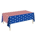 thumbnail image 1 of JoyMoreHome 54 x 108 Inch American Flag Disposable Plastic Tablecloth - Stars and Stripes Design for Dining, Picnic, 4th of July Patriotic Memorial Day Indoor Outdoor Decorations, 1 of 8
