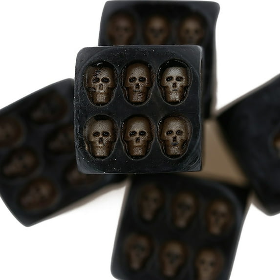 JoyMoreHome 5Pcs Small 0.75" Cube Black Game Dice Skull Set of Death Gaming Dice