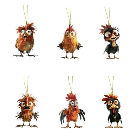 JoyMoreHome 6PCS Bird Car Decorations - Rear View Mirror Charm, Funny & Cute Bird Car Accessories, Hanging Decor