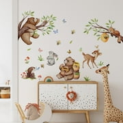 JoyMoreHome Bear Wall Stickers Woodland Animal Tree Branch Wall Decals for Bedroom Home Decor