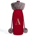 thumbnail image 1 of JoyMoreHome Christmas Plush Wine Bags Letter Decorative Wine Gift Bags Wine Bottle Cover with Drawstrings,Reusable Bottle Present Bags for Christmas Decorations Birthday Party Supplies, 1 of 2