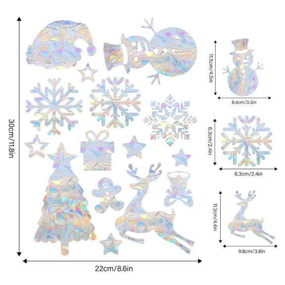 JoyMoreHome Christmas Window Clings Christmas Decoration Double-Sided Window Stickers,Christmas Window Snowflakes Decal Xmas Decorations for Glass Windows Home School Party Supplies