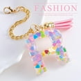 thumbnail image 2 of White Stone Filled Resin Letter Keychain A-Z 26 Initials Name With Key Holder Tassel Heart Pendant Girls Handbag Backpack Decor 2 of 11