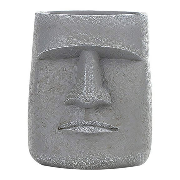 JoyMoreHome Easter Island Moai Head Statue Succulent Planter Pot, Human Face Flower Pot for Desktop Home Decor, Cool Moai Figurines Pen and Brush Holder, Ideal Gift for Parents Friends